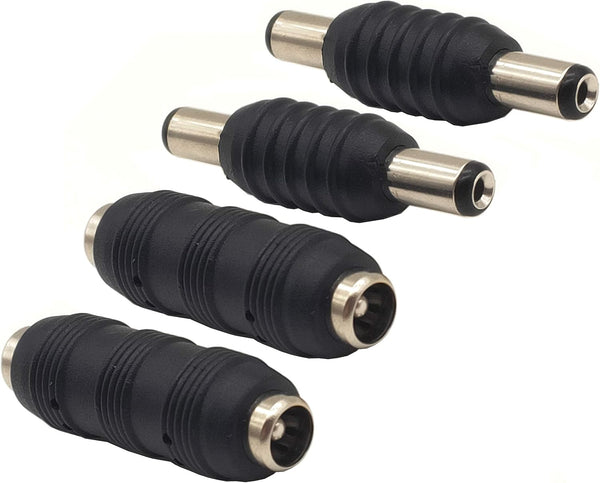 5.5mm x 2.1mm DC Power Adapter, (2 Pairs) Female to Female Coupler, Male to Male Coupler for LED/CCTV Camera