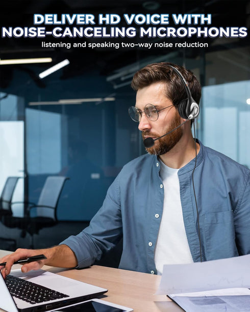Headsets Headset (UC600) Wantek Corded USB Mono with Noise Cancelling Mic and in-line Controls, UC Business for Skype