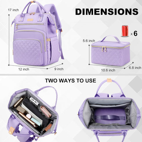 Backpack, 15.6 inch Backpack Backpack Backpack Backpack, Lunch Laptop with Insulated Lunch Bag, Cooler for Women, Large