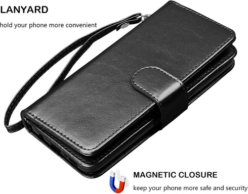 NJJEX Wallet Case for Galaxy Note 9, Luxury PU Leather, Detachable, Kickstand, Magnetic Phone Case with 9 Card Slots &