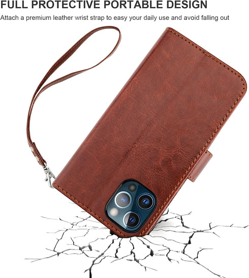 Bocasal Detachable Wallet Case for iPhone 13 Pro Max, RFID Blocking Card Slots Holder, Premium PU Leather Magnetic