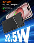2-Pack Portable Charger, 22.5W PD Fast Charging 10000mAh Power Bank with Built-in Cable for Travel