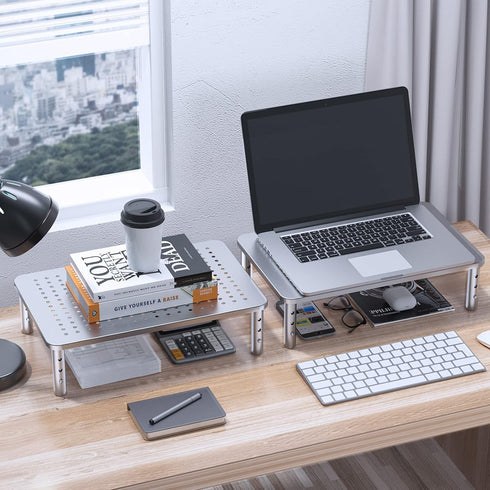 3 HUANUO Monitor Riser - Height Adjustable Stand for Laptop, Computer, iMac, PC, Printer, Desktop Ergonomic Metal