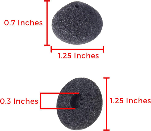 ECS Replacement Cone Shape Ear Cushions for E62 Transcription Headsets and Olympus E61, 3 Pairs Included