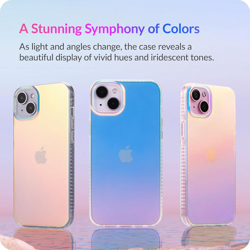 LONLI Hue iPhone 15 Plus Case - Iridescent, Shockproof, 10FT Drop Protection, Color Changing Effect | Unique & Cute