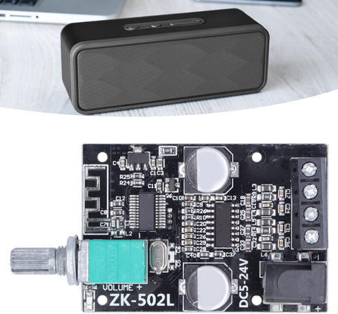 ZK-502L Bluetooth Power Amplifier Board, 5.0 Stereo Audio Receiver for DIY Speakers, 5-24V