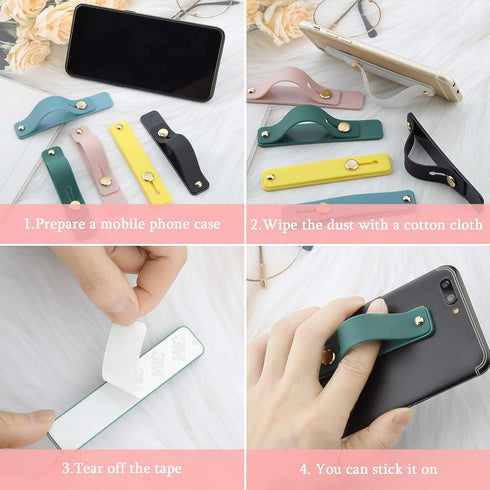 Weewooday 6 Pieces Phone Grip Holder, Telescopic Finger Strap Stand, Universal Finger Kickstand for Most Smartphones
