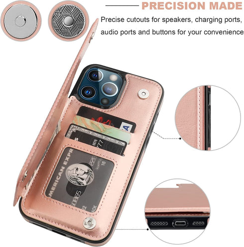 ONETOP Compatible with iPhone 13 Pro Max Wallet Case, PU Leather Kickstand Card Holder, Magnetic Shockproof Cover