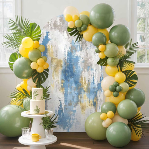 Jnbasdffb 6 Blue Gray Ombre Wedding Arch Cover, Stretchy Spandex Arch Backdrop Stand Covers FT, Vintage Abstract Art