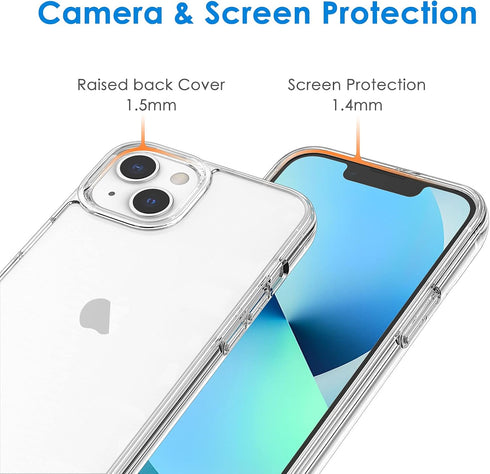 JETech 13 6.1-Inch, Case for iPhone Non-Yellowing Shockproof Phone Bumper Cover, Anti-Scratch Clear Back (Clear)