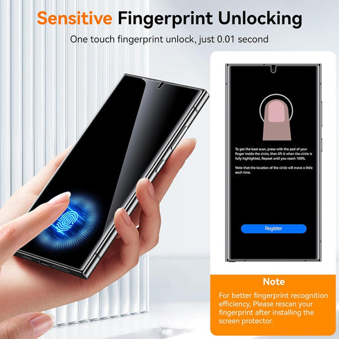 Samsung Galaxy S23 Ultra / S22 Ultra Privacy Screen Protector 2 Pack - 6.8” Anti-Spy, Bubble-Free, Case Friendly,