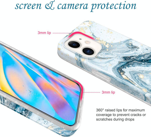 JIAXIUFEN Gold Sparkle Glitter Case, Compatible with iPhone 12 mini, Marble Design Slim Shockproof TPU Cover