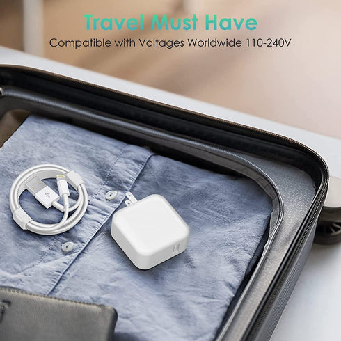 MFi Certified 10FT iPad Charger Cord with 12W Fast Charging Block, Portable Travel Plug, Compatible with iPad, iPhone,