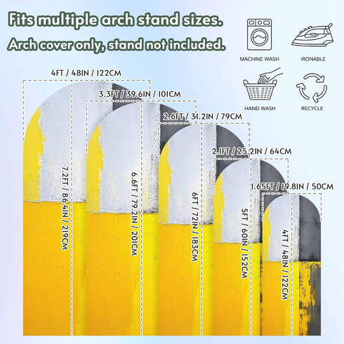 Jnbasdffb 7.2 Abstract Yellow Grey Wedding Arch Cover, Stretchy Spandex Arch Backdrop Stand Covers FT, Simple Oil