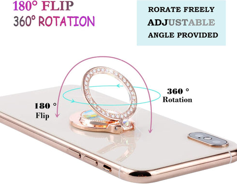 lenoup Glitter Bling Bling Phone Ring Holder, Sparkle Phone Ring Artificial Diamond Stand, Rhinestone Cell Phone Finger