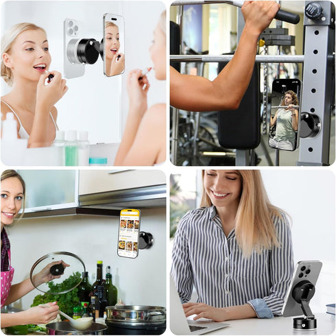 Shker 360 Magnetic Phone Holder,Vacuum Magnetic Phone Stand Suction Cup Phone MountFoldable, Retractable and Rotatable