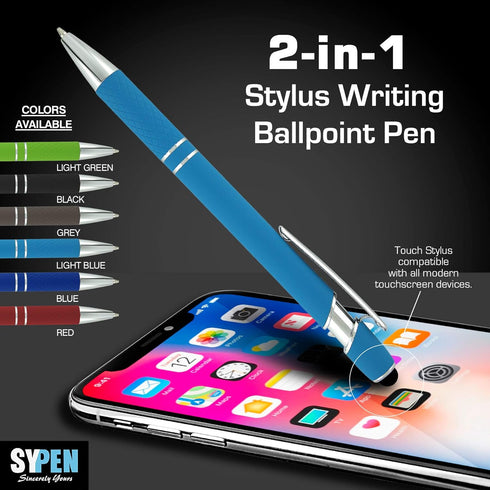 2-in-1 Stylus Ballpoint Pen for Touch Screens - Compatible with Ipad, iPhone, Android - Universal Pens for Tablet - Multi-Use Ballpoint Tip Pens, 6 Pack