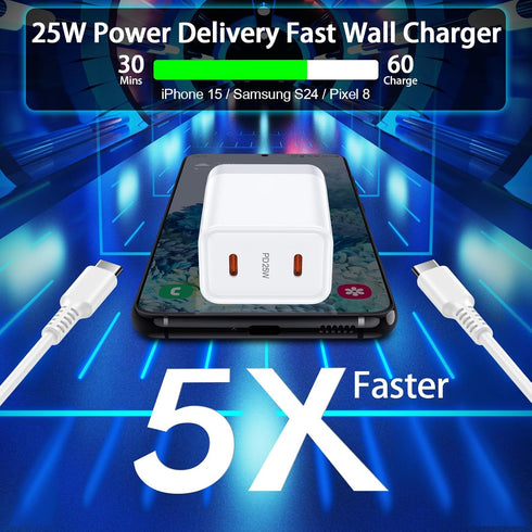 USB C Charger Block 25W Super Fast Charging for iPhone 16 Pro Max, 16 Plus, 16 Pro, 16, 15 Pro Max, 14, 13, 12, SE,