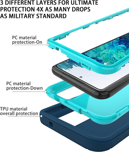 Shockproof Dropproof Galaxy S20 Plus Case for Samsung, Heavy Duty Protective Case 6.7 Inch (Turquoise)