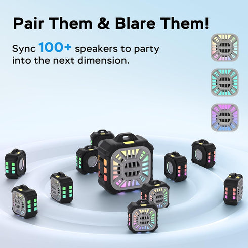 INSMY Bluetooth Speaker, IPX7 Waterproof, Portable Shower Speaker, 24H Playtime, RGB Lights, Wireless Sync for Outdoor