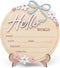 Wooden Baby Announcement Sign 6 Inch Round Birth Stat Plaque with Floral