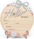 Wooden Baby Announcement Sign 6 Inch Round Birth Stat Plaque with Floral