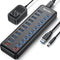 Powered USB Hub, Wenter 11-Port USB Splitter Hub with 10 Data Transfer Ports and 1 Smart Charging Port