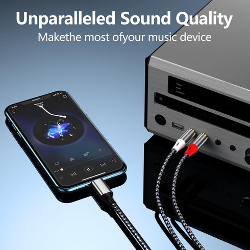 Light-ning to 2 RCA Stereo Adapter Cable - Suitable for TV, Computer, Mobile Phone, MP3 Player, Speaker, etc.