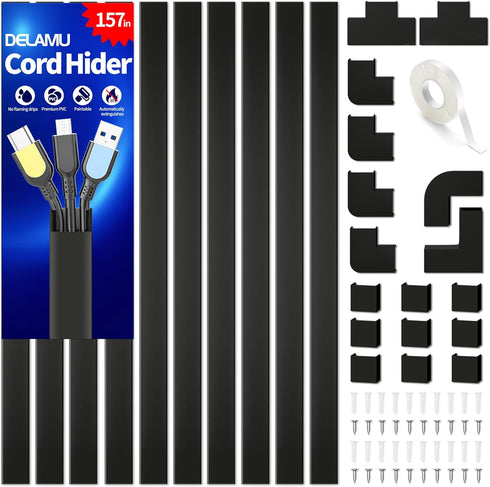 Delamu Cable Hider, 157in Cord Hider Wall for Wall Mounted TV, Wire Hider