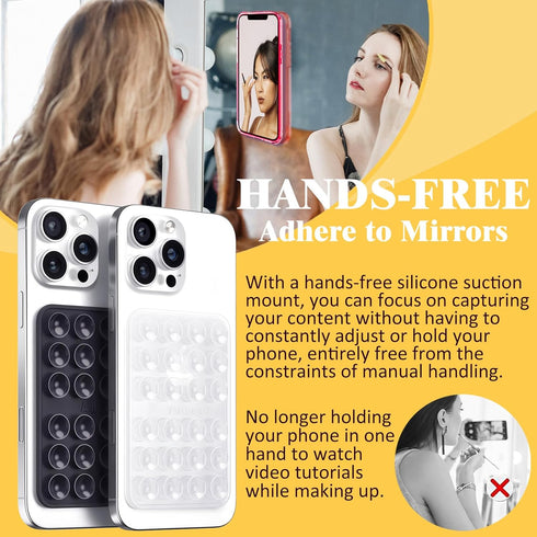JiaJiuTong 2.28"x3.46" Silicone Suction Phone Case Adhesive Mount, Durable, Hands-Free Sticky Phone Holder, Upgraded