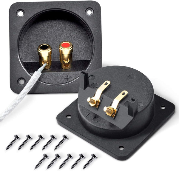 Kalevel 2pcs Speaker Box Terminal Cup Square 3.1in Push Spring Double Binding Post Connector Box with Screws