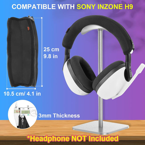 Desing Wish INZONE H9 Headband Cover Compatible with Sony INZONE H3/ H5/ H7/ H9 Headphones Thicker Sports Fabric Replacement Headphone Headband Cushion Pad Cover Headband Protector (Black)