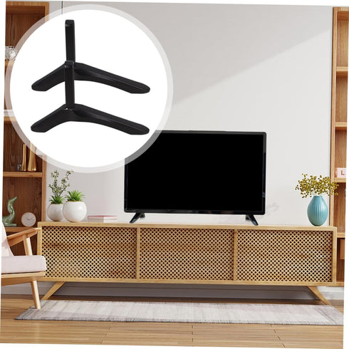Happyyami Universal No-Drill TV Stand Base for LCD LED TVs Heavy-Duty Metal Legs Cable Management Desktop Mount