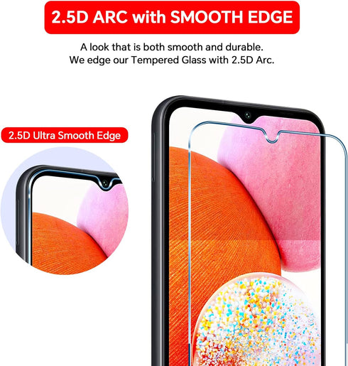 Romuto 3+3 Pack Samsung Galaxy A14 5G Screen Protector, 9H Tempered Glass, Ultra HD, Scratch Resistant, Easy Install.