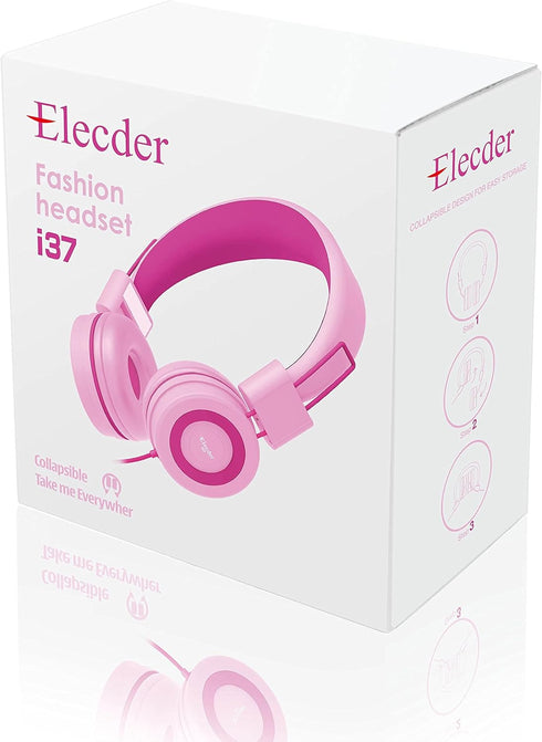 ELECDER i37 Kids Headphones - Children Girls Boys Teens Foldable Adjustable On Ear Headphones 3.5mm Jack Compatible