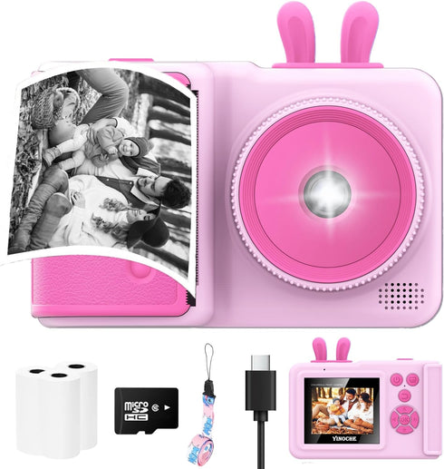 Kids Instant Print Camera, 1080P Toddler Camera That Prints Photos, Gifts for Girls Age 3-12, Pink