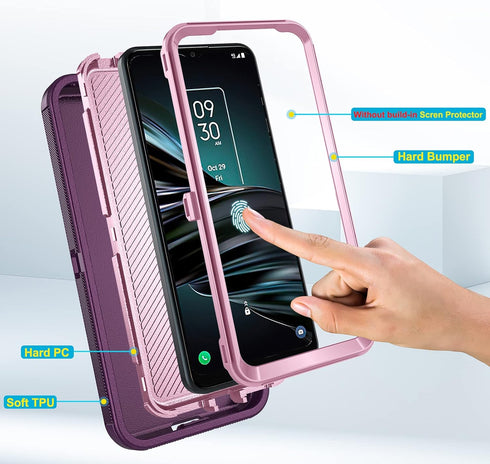 Asuwish Hybrid Rugged Phone Case for Alcatel 3V 2019, Full Body Bumper Heavy Duty Protective Accessories for Women