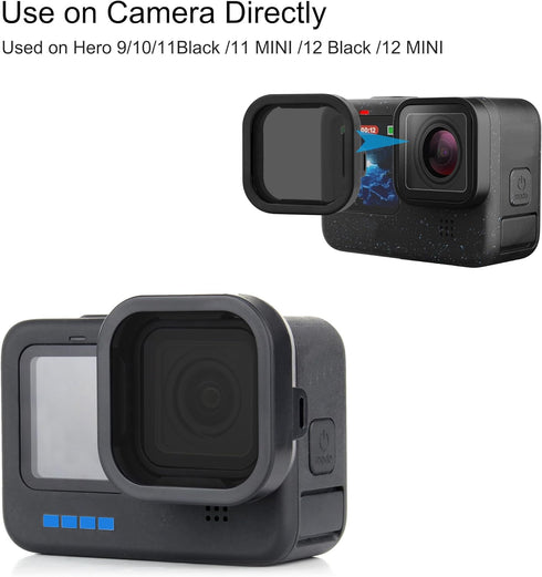 Neutral Density/Circular Polarizing Lens Filter Kit, Lens Cover for GoPro Hero 9 10 11 12 Black Action Cameras