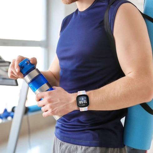 Soft Breathable Nylon Bands Adjustable Replacement Strap for Fitbit Versa 4/Sense 2/Versa 3/Fitbit Sense