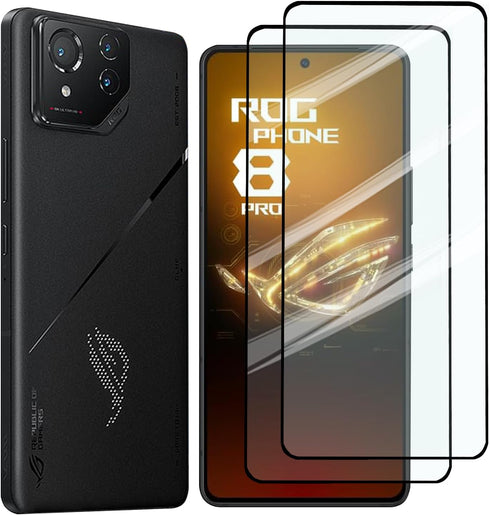 ASUS ROG Phone 8 Pro 5G / 8 5G - 2 Pack Tempered Glass Screen Protector, Case Friendly, Scratch Resistant, Black.
