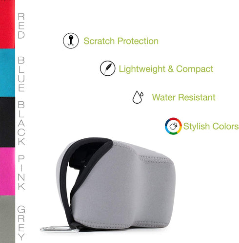 MegaGear "Ultra Light" Neoprene Camera Case Bag with Carabiner for Panasonic Lumix DMC-FZ300 - Grey