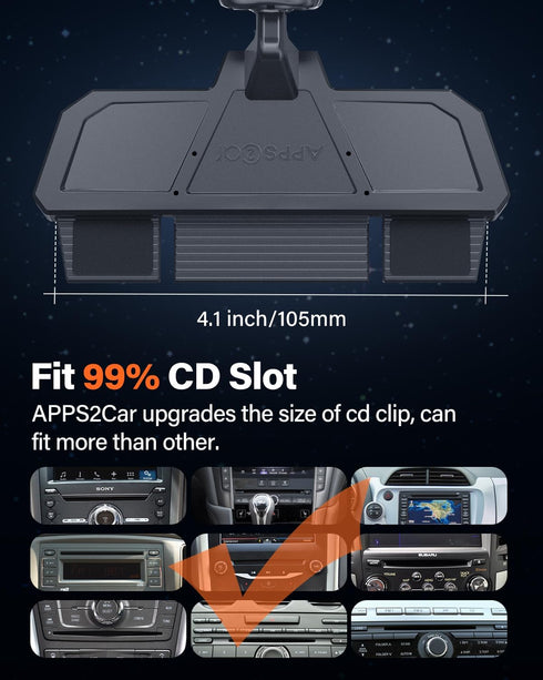 APPS2Car MagSafe CD Phone Holder for Car, 25N Magnetic Attraction, 360° Handsfree Mount for iPhone 15-12