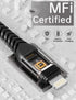 6ft Nylon Braided iPhone Charger Cord 3 Pack - Fast USB Cable for iPhone 14/13/12/11/X/XS/XR/8/7/6/5S/SE, iPad