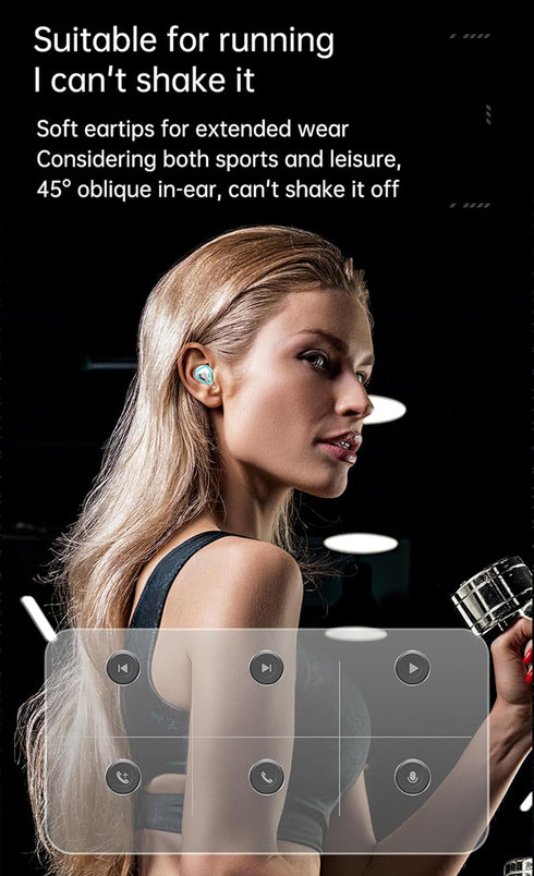 Wireless Bluetooth Earbuds, Bluetooth 5.3 IPX7 Waterproof Touch Control Earphones in-Ear Deep Bass with Built-in Mic