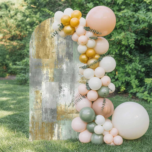 LFoveYuamer 7.2 Ft Arch Backdrop Cover, Yellow Sage Green Grey Decorative Wedding Arch Covers Spandex Fitted, Modern