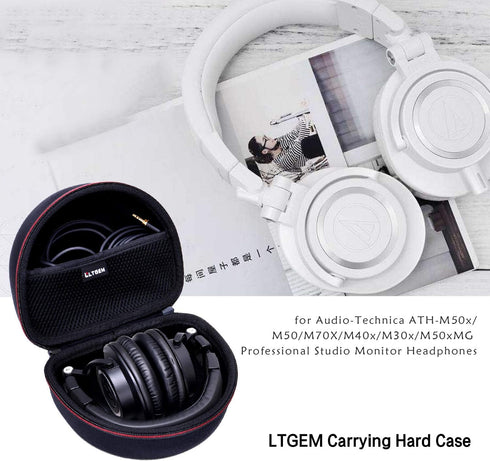 Audio-Technica ATH-M30X / ATH-M50X / ATH-M40X / ATH-M50xBT2 Headphone Case - Hard Protective Travel Bag (Black)