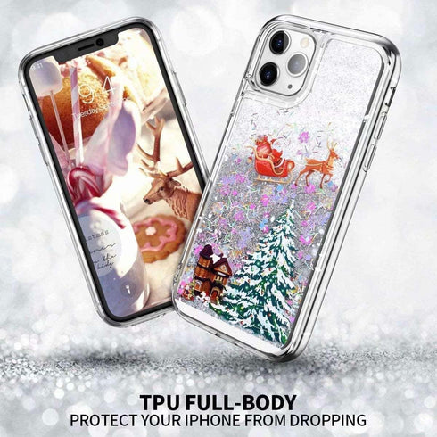 Shop iPhone 14 Pro Christmas Case: Glitter Sparkle Liquid Floating, Shockproof Clear TPU Bumper, Colorful Santa Claus