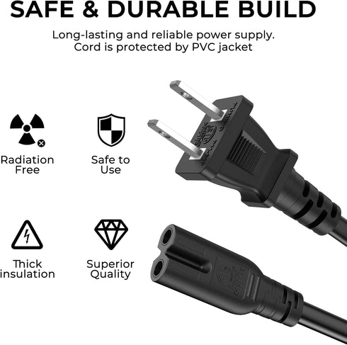 Meliya 2 4.9ft, 18 125V, 10 Prong TV Power Cord Compatible with Samsung, LG, TCL, Sony, Apple, Smart Roku, Vizio