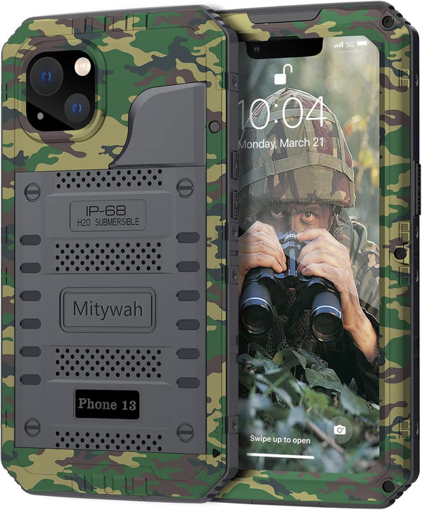 Mitywah Waterproof Case for iPhone 13, Heavy Duty Military Grade Protection with Built-in Screen Protector, 6.1 inch,