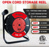 Extension Cord Storage Reel with 4-Grounded Outlets - Heavy Duty Open Cord Reel for 12/3 14/3 16/3 Power Cords